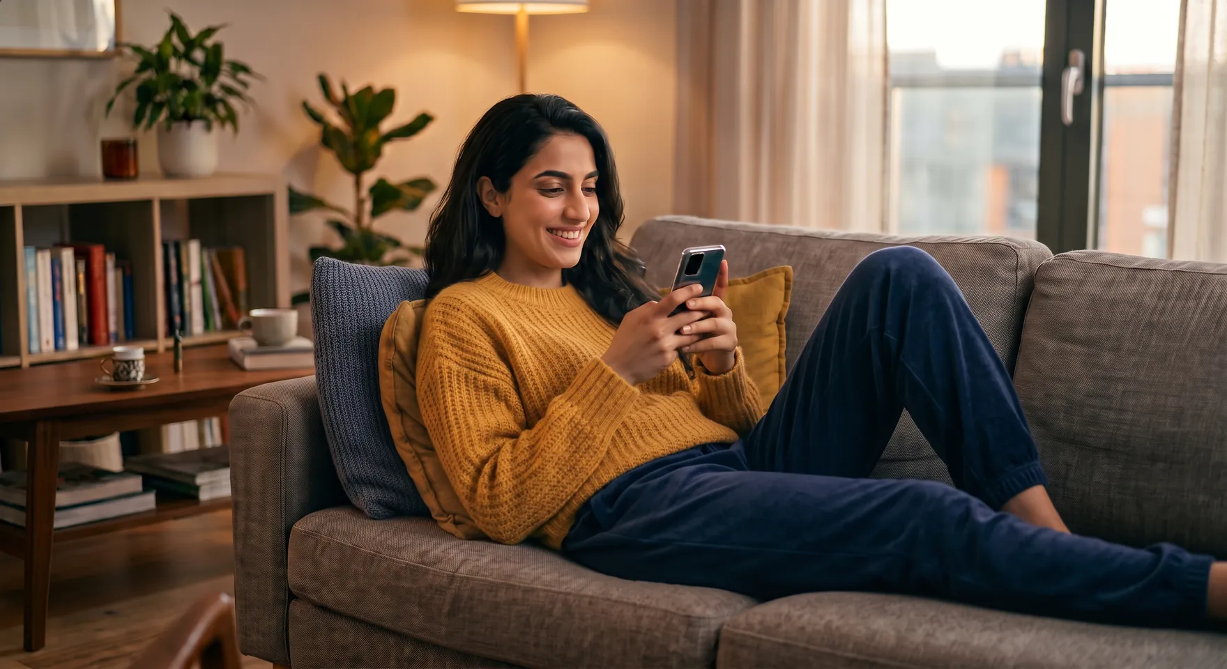 A phone showing a WhatsApp booking chat for laundry