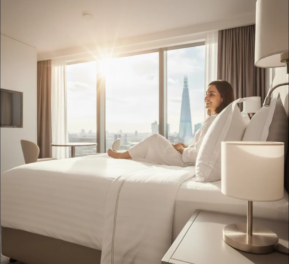 Hotel bedroom linen supplied in Honor Oak Park