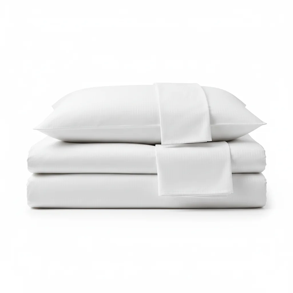Folded hotel bed linen and pillowcases, used to agree stock levels and par counts