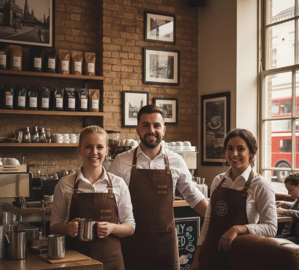 Clean aprons and folded tea towels ready for a Petts Wood cafe opening